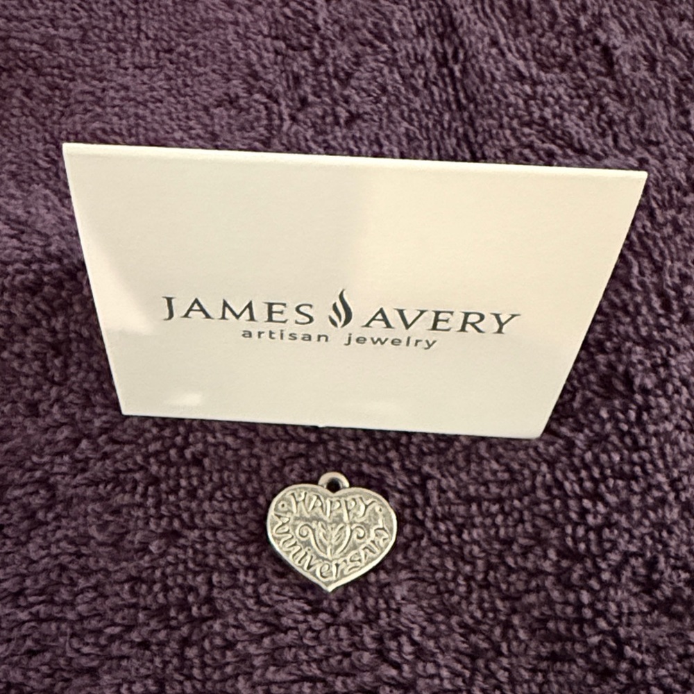 James Avery Silver Heart Charm “Happy Anniversary”